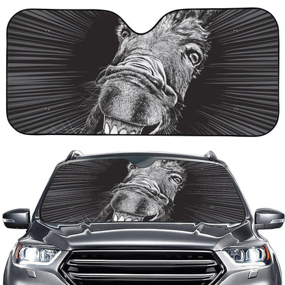 Black And White Crazy Donkey Print Car Windshield Sun Shade