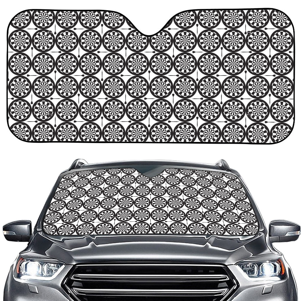 Black And White Dartboard Pattern Print Car Windshield Sun Shade