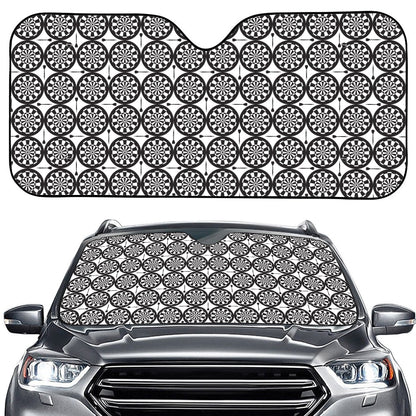 Black And White Dartboard Pattern Print Car Windshield Sun Shade