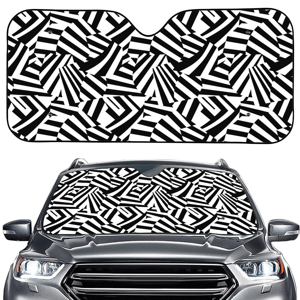 Black And White Dazzle Pattern Print Car Windshield Sun Shade