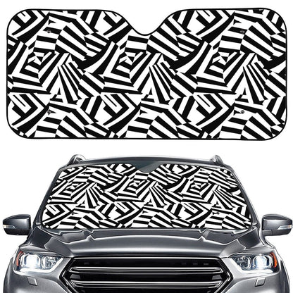 Black And White Dazzle Pattern Print Car Windshield Sun Shade