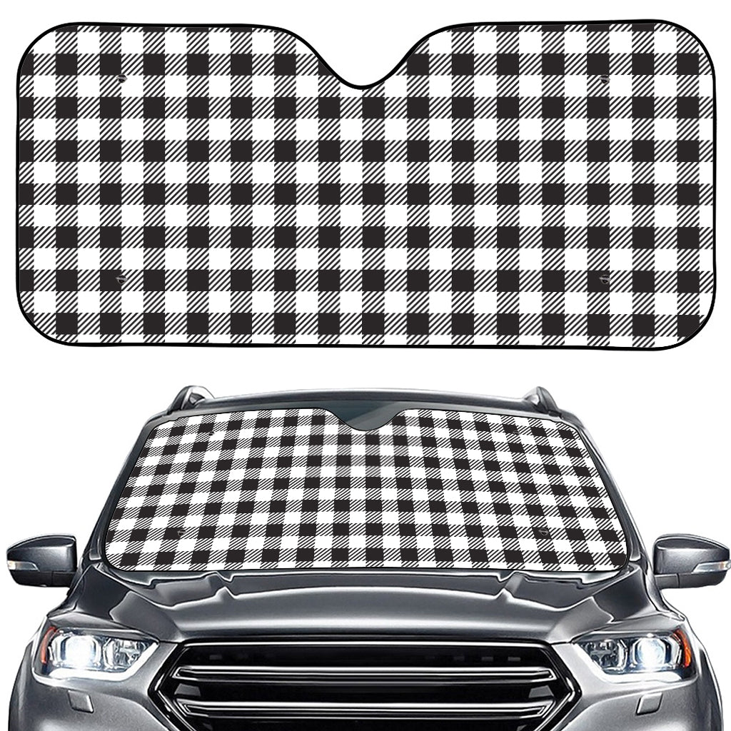Black And White Gingham Pattern Print Car Windshield Sun Shade