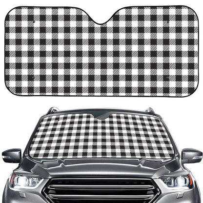 Black And White Gingham Pattern Print Car Windshield Sun Shade