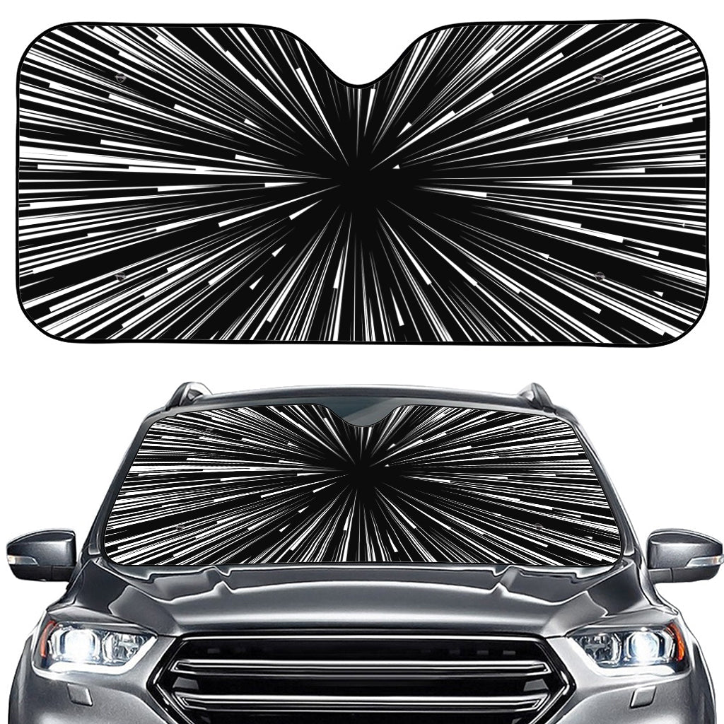 Black And White Hyperspace Print Car Windshield Sun Shade