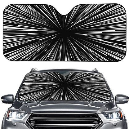 Black And White Hyperspace Print Car Windshield Sun Shade