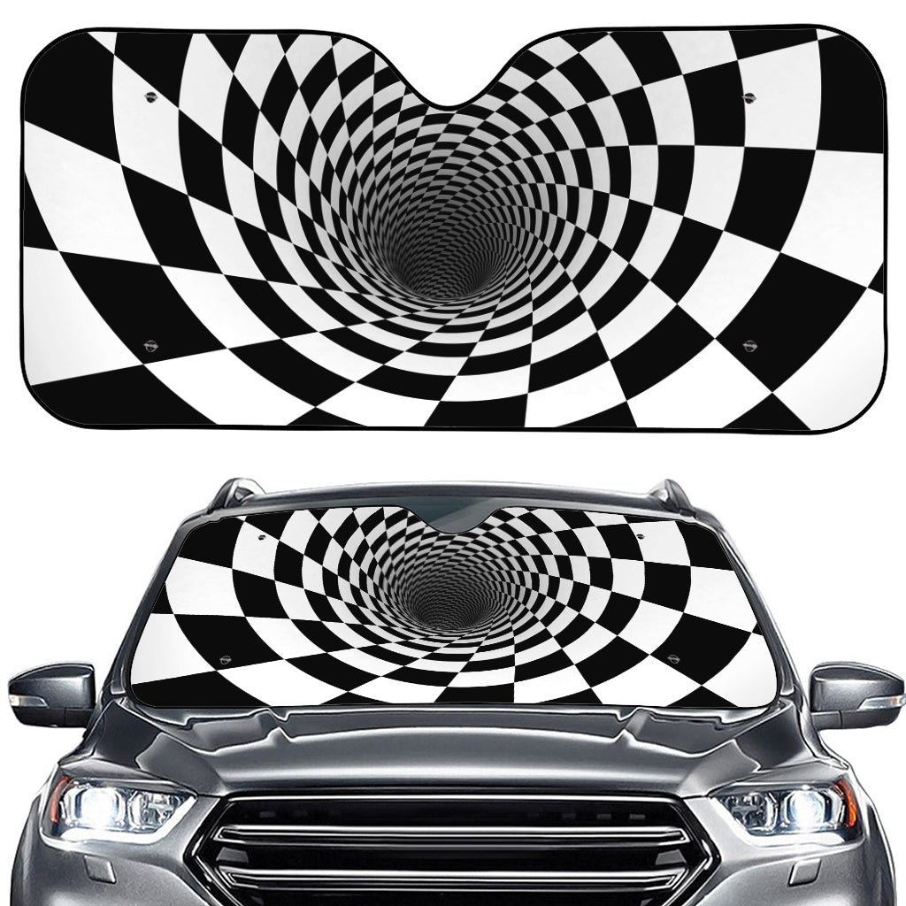 Black And White Hypnotic Illusion Print Car Windshield Sun Shade