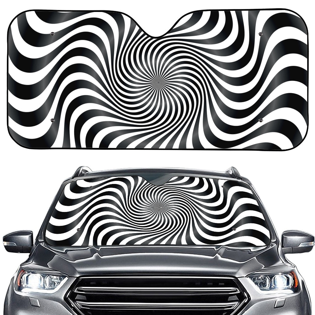 Black And White Illusory Motion Print Car Windshield Sun Shade