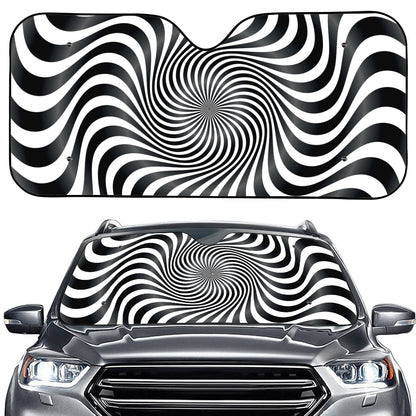 Black And White Illusory Motion Print Car Windshield Sun Shade