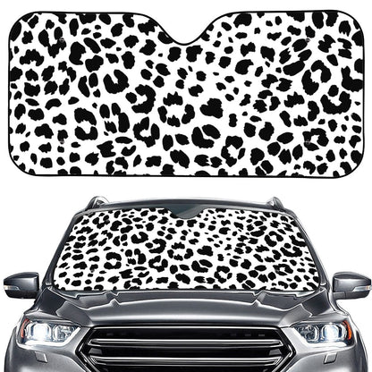 Black And White Jaguar Pattern Print Car Windshield Sun Shade