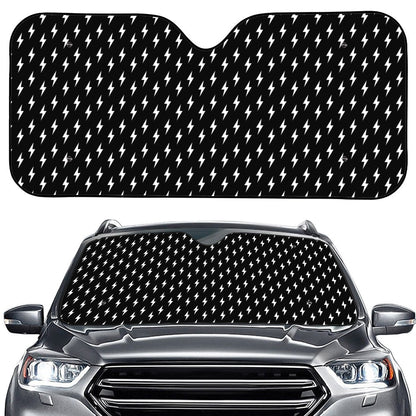 Black And White Lightning Pattern Print Car Windshield Sun Shade