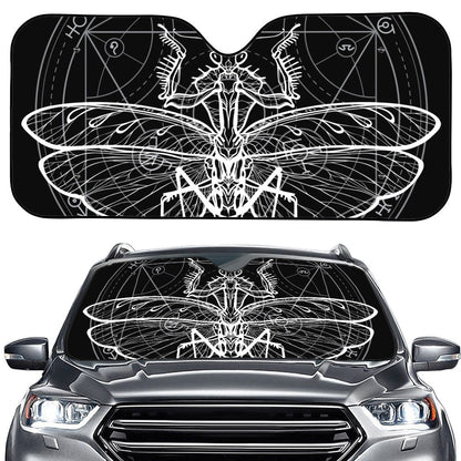 Black And White Mantis Spirit Print Car Windshield Sun Shade