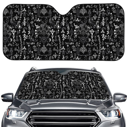 Black And White Mystic Wicca Print Car Windshield Sun Shade