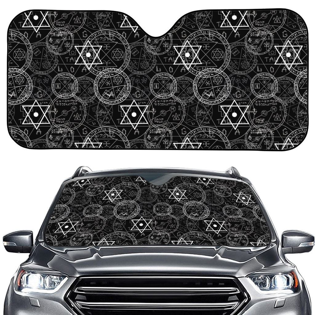 Black And White Mystic Witch Print Car Windshield Sun Shade