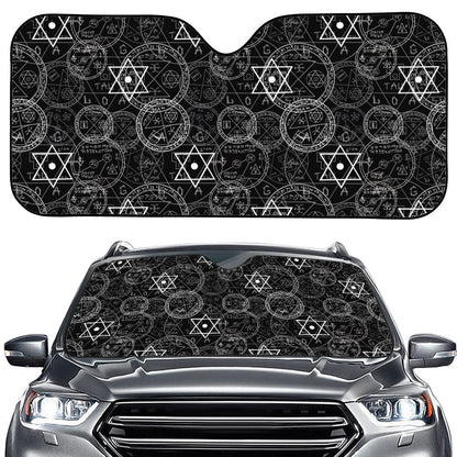 Black And White Mystic Witch Print Car Windshield Sun Shade