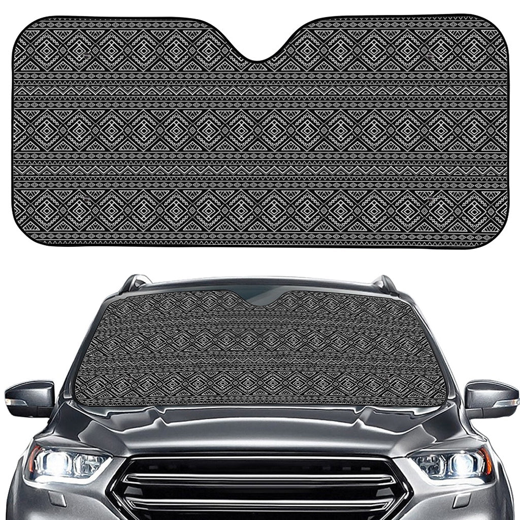 Black And White Navajo Tribal Print Car Windshield Sun Shade