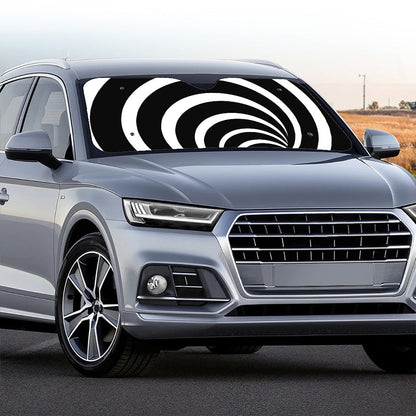 Black And White Optical Illusion Print Car Windshield Sun Shade