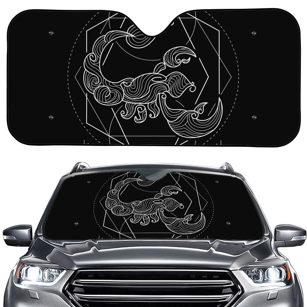 Black And White Scorpio Sign Print Car Windshield Sun Shade