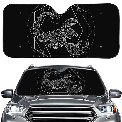 Black And White Scorpio Sign Print Car Windshield Sun Shade