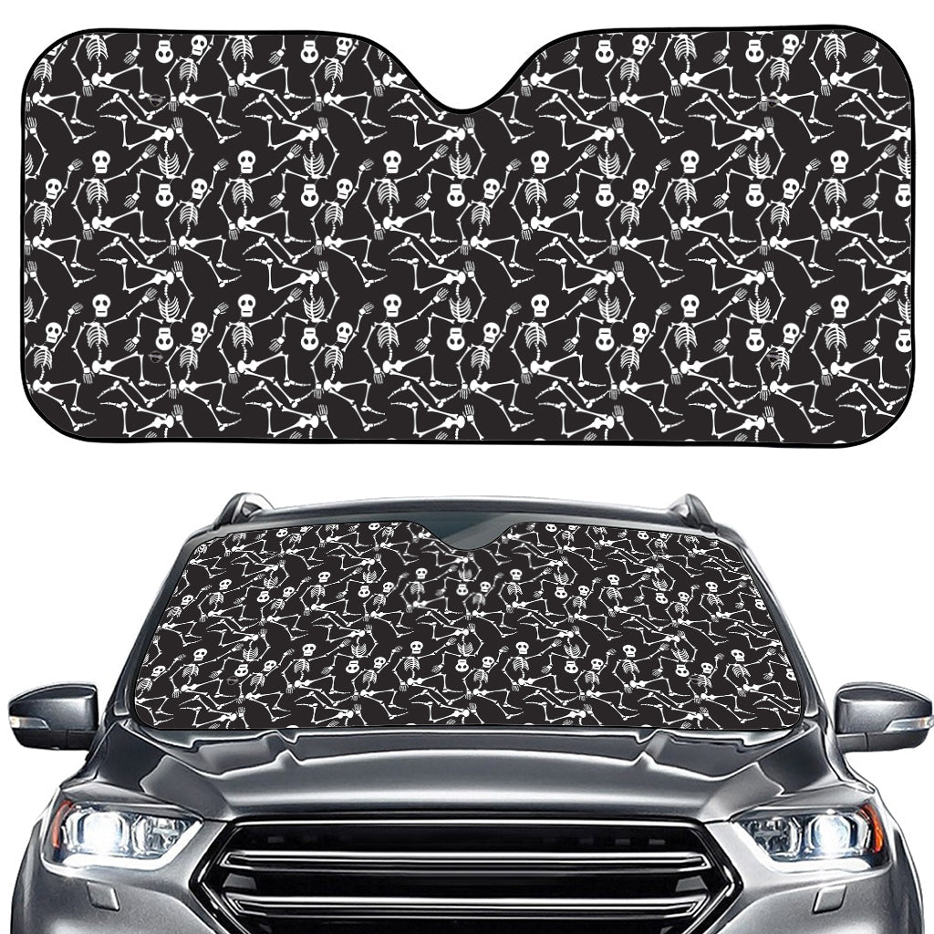 Black And White Skeleton Pattern Print Car Windshield Sun Shade