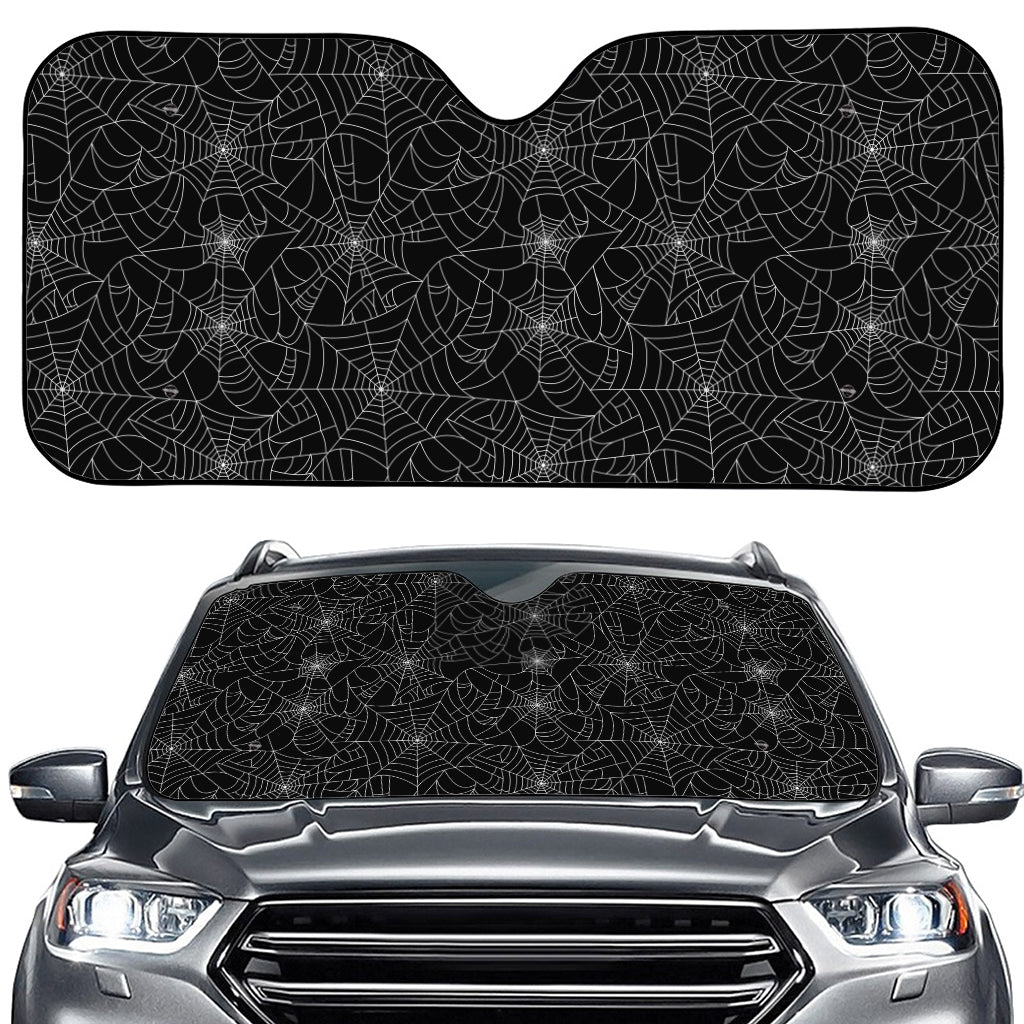 Black And White Spider Web Pattern Print Car Windshield Sun Shade