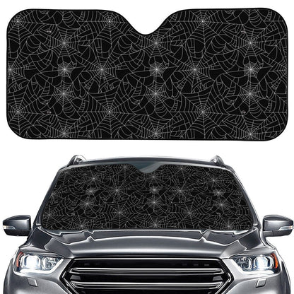 Black And White Spider Web Pattern Print Car Windshield Sun Shade