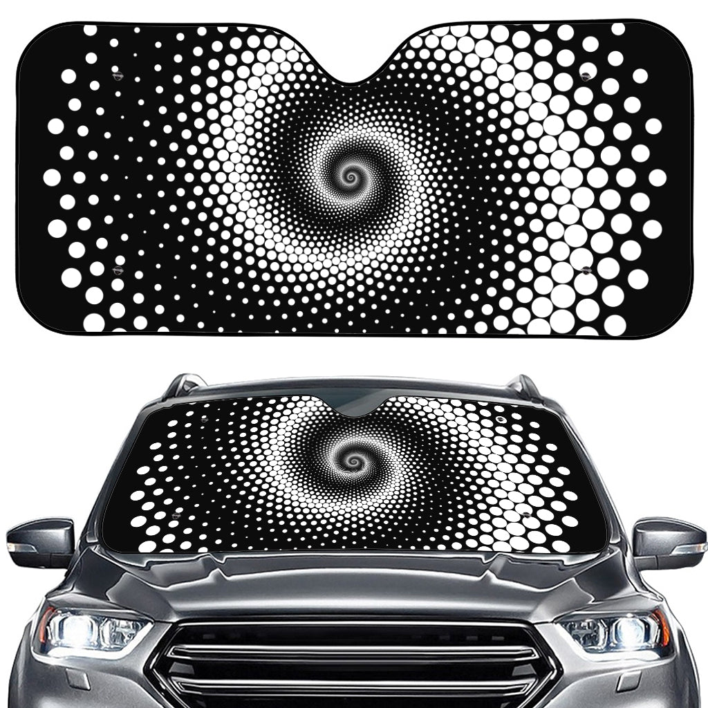 Black And White Spiral Dot Print Car Windshield Sun Shade