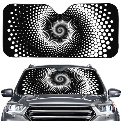 Black And White Spiral Dot Print Car Windshield Sun Shade