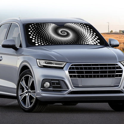 Black And White Spiral Dot Print Car Windshield Sun Shade