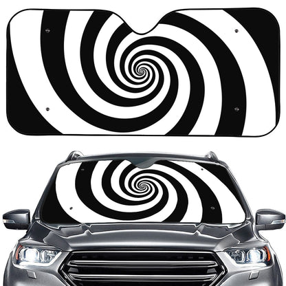 Black And White Spiral Illusion Print Car Windshield Sun Shade