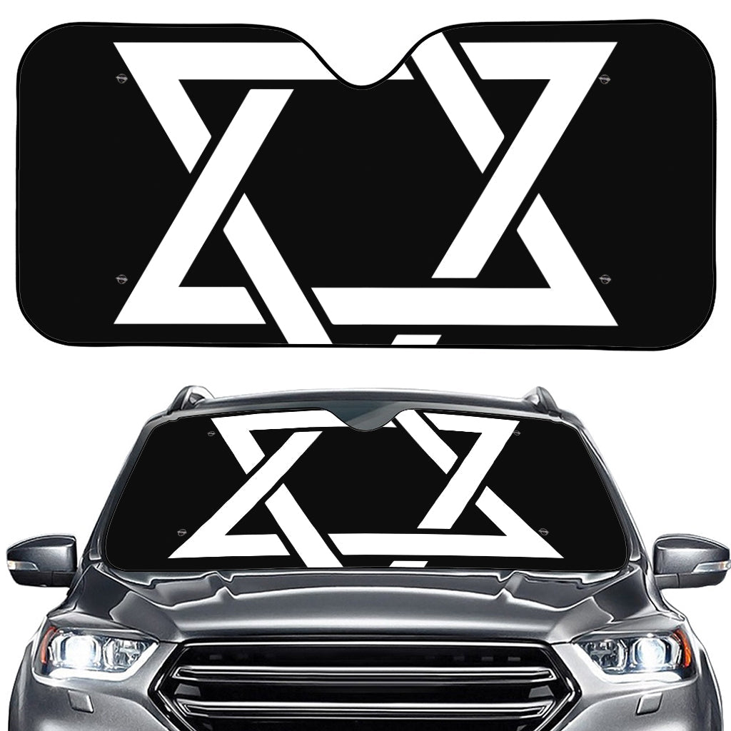 Black And White Star of David Print Car Windshield Sun Shade
