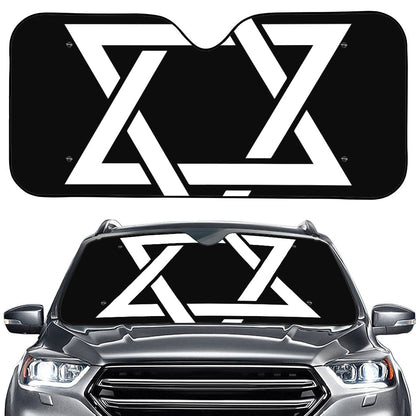 Black And White Star of David Print Car Windshield Sun Shade