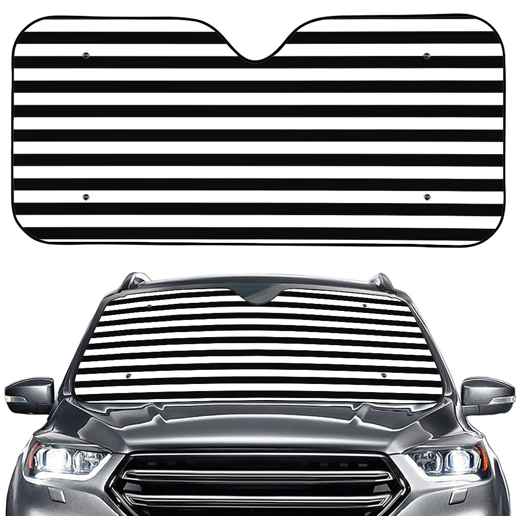 Black And White Striped Pattern Print Car Windshield Sun Shade