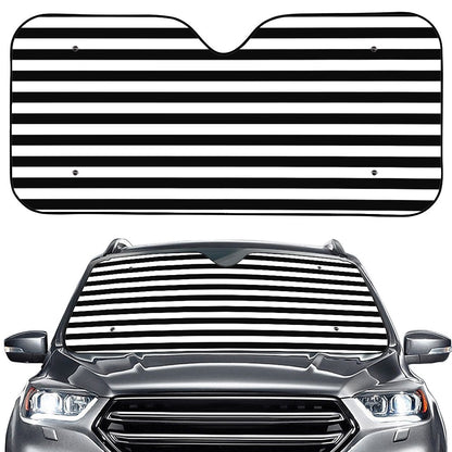 Black And White Striped Pattern Print Car Windshield Sun Shade