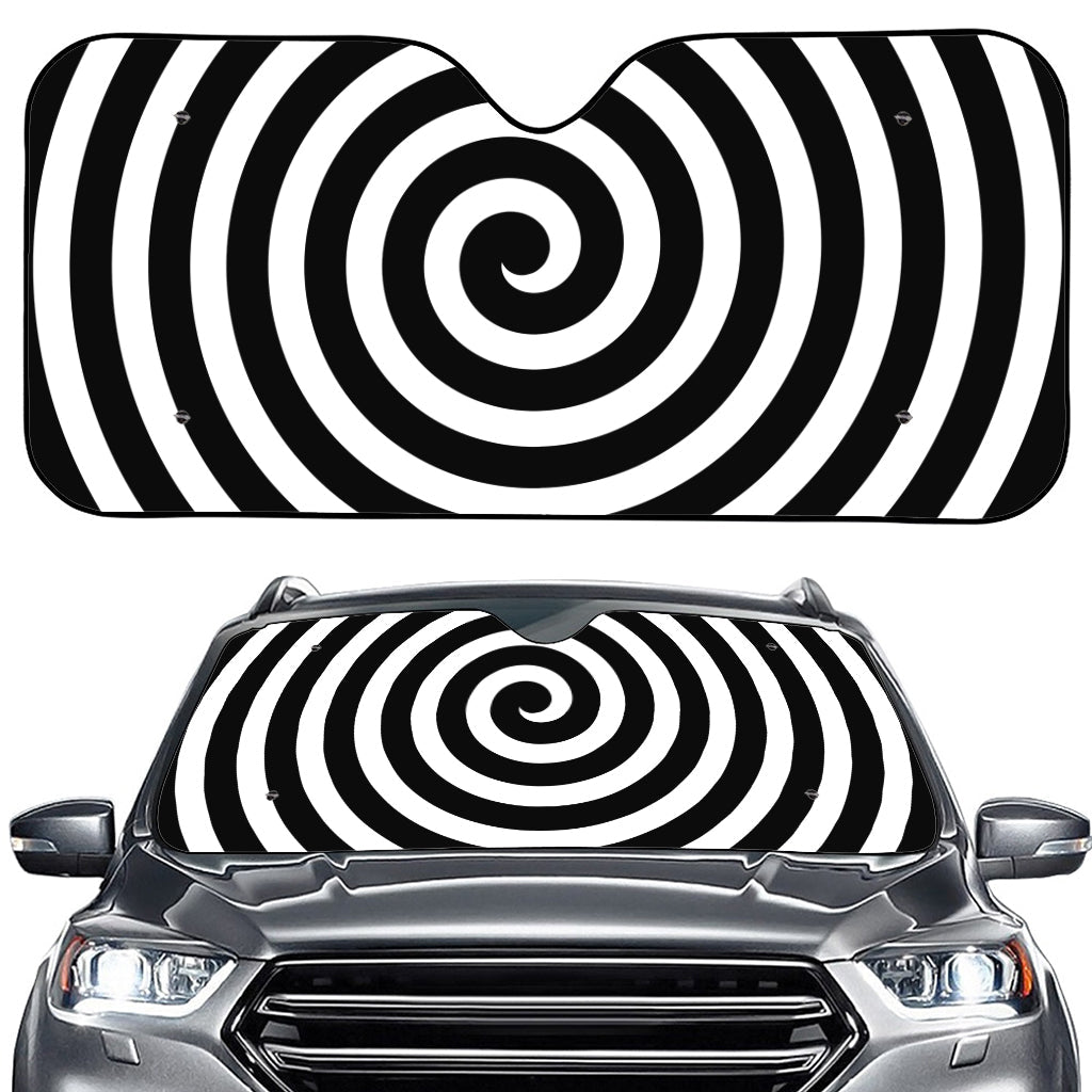 Black And White Swirl Illusion Print Car Windshield Sun Shade