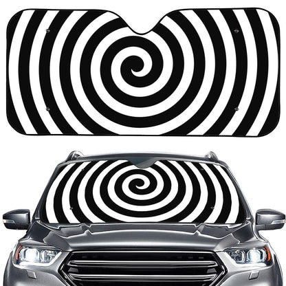 Black And White Swirl Illusion Print Car Windshield Sun Shade