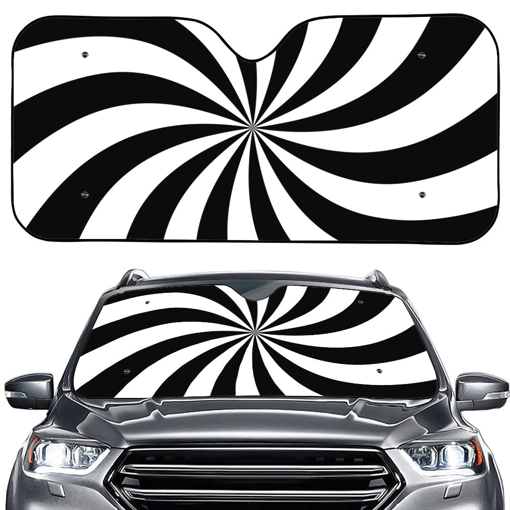 Black And White Swirl Print Car Windshield Sun Shade