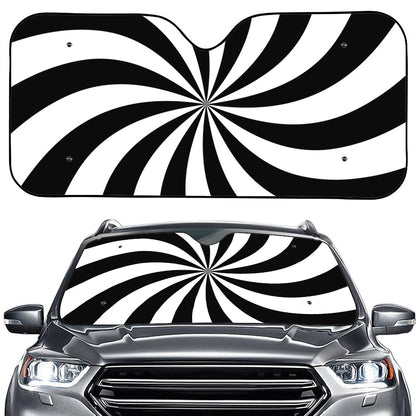 Black And White Swirl Print Car Windshield Sun Shade