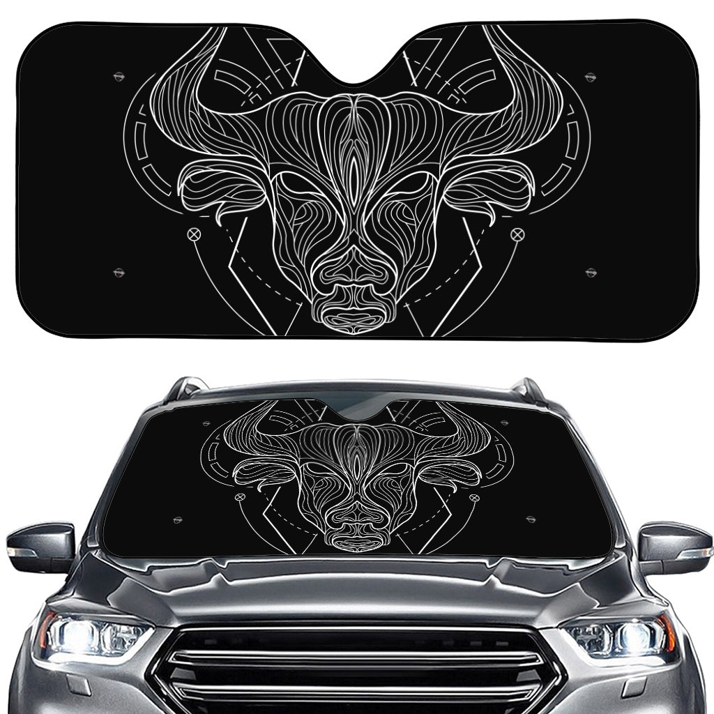 Black And White Taurus Sign Print Car Windshield Sun Shade