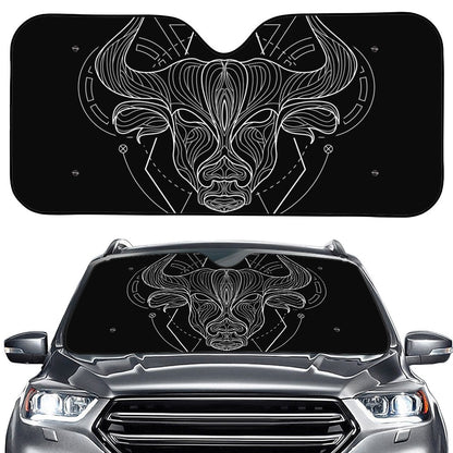 Black And White Taurus Sign Print Car Windshield Sun Shade