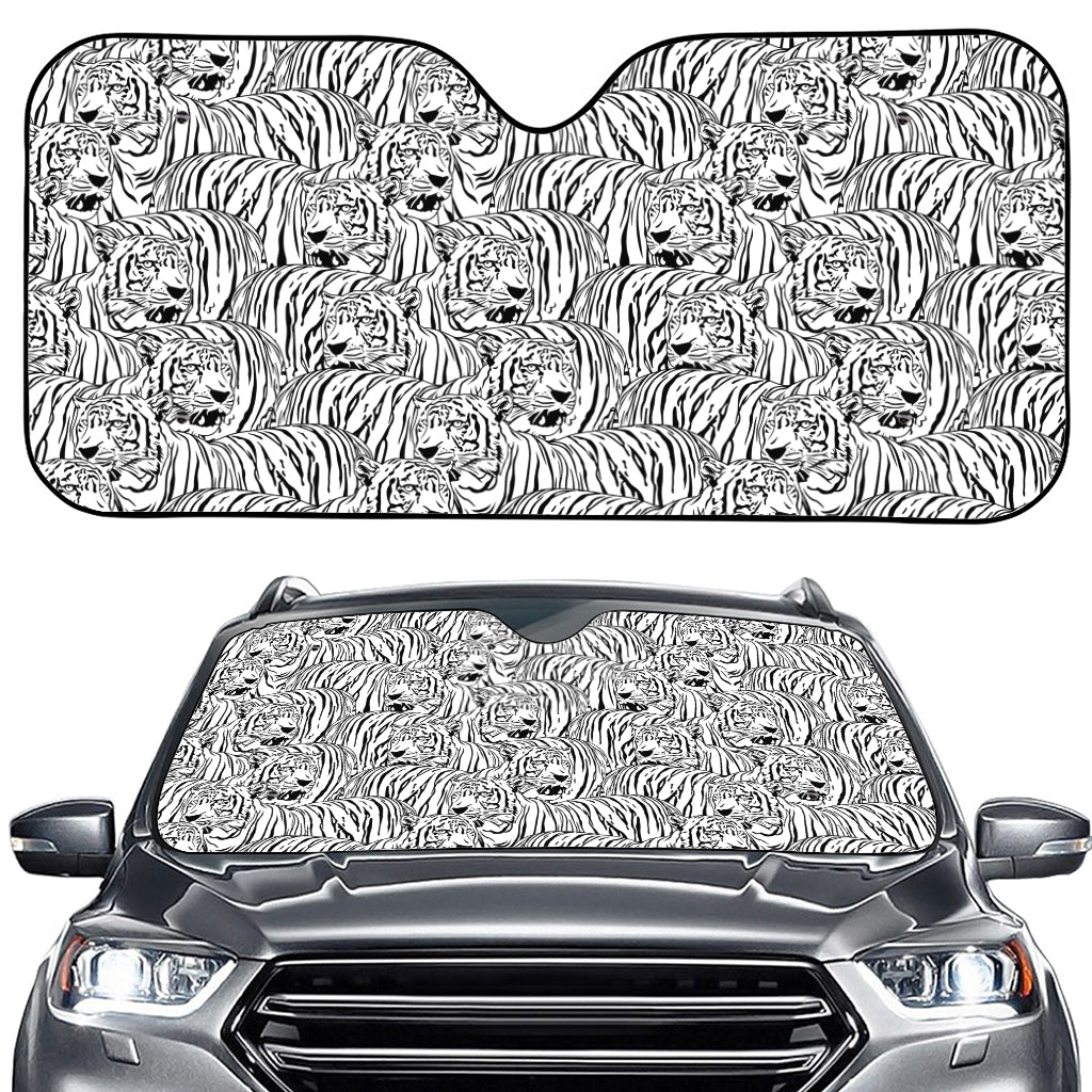 Black And White Tiger Pattern Print Car Windshield Sun Shade