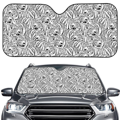 Black And White Tiger Pattern Print Car Windshield Sun Shade