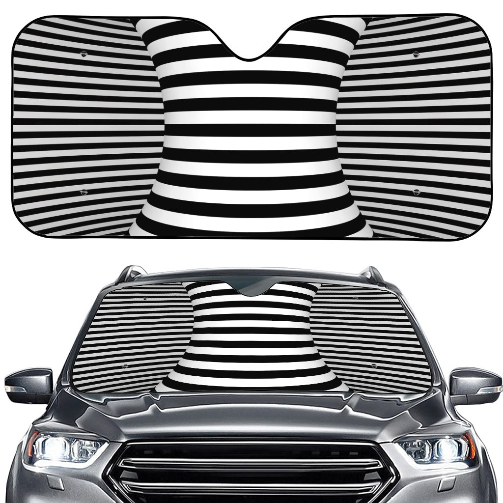 Black And White Torus Illusion Print Car Windshield Sun Shade