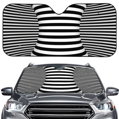Black And White Torus Illusion Print Car Windshield Sun Shade
