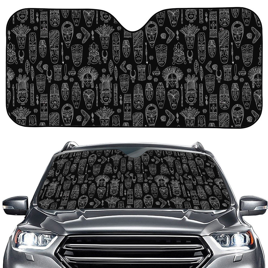 Black And White Totem Pattern Print Car Windshield Sun Shade