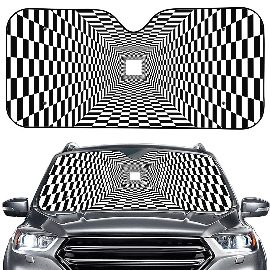 Black And White Tunnel Illusion Print Car Windshield Sun Shade