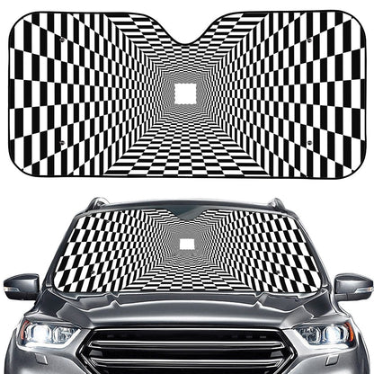 Black And White Tunnel Illusion Print Car Windshield Sun Shade