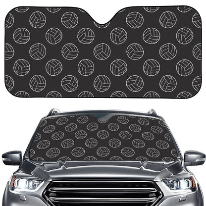 Black And White Volleyball Pattern Print Car Windshield Sun Shade