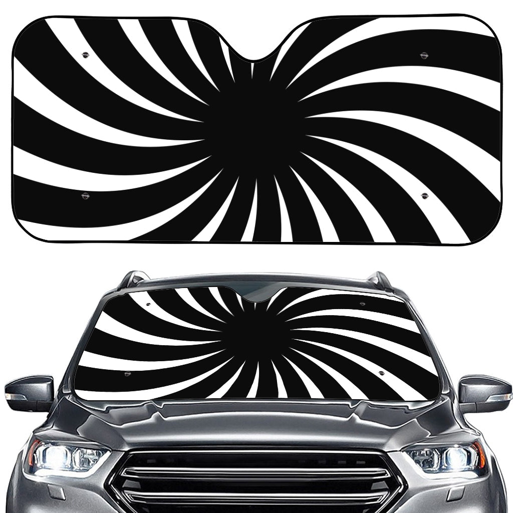 Black And White Vortex Swirl Print Car Windshield Sun Shade