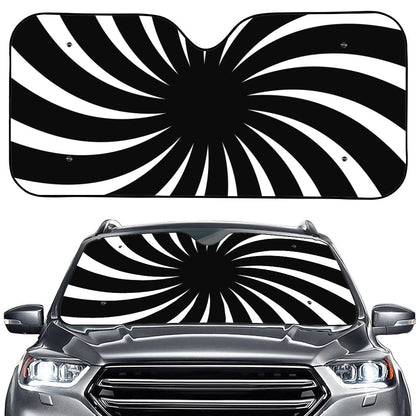 Black And White Vortex Swirl Print Car Windshield Sun Shade