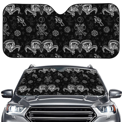 Black And White Wicca Gothic Print Car Windshield Sun Shade